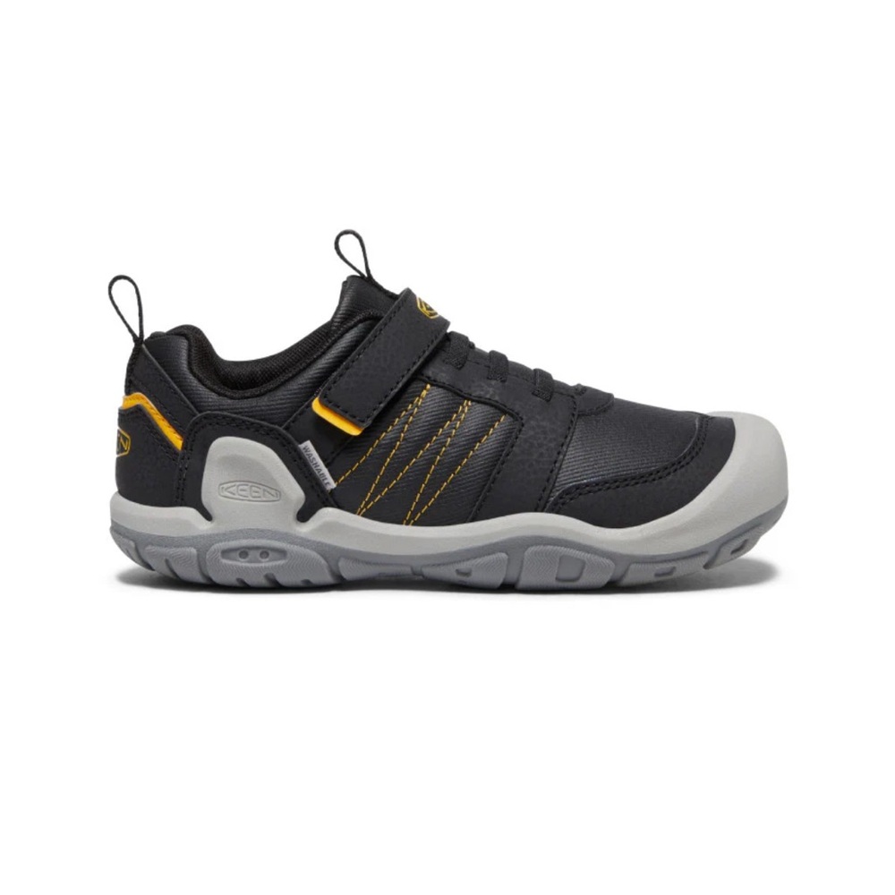 Keen Kids' Knotch Peak Black and Gray Sneakers with Yellow Accents